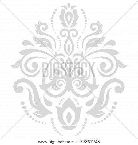 Elegant silver ornament in the style of barogue. Abstract traditional pattern with oriental elements