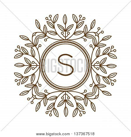 Vector sign monogram logo and badge emblem line art vector illustration. Emblem monogram luxury badge logo template flourishes calligraphic elegant ornament line vector