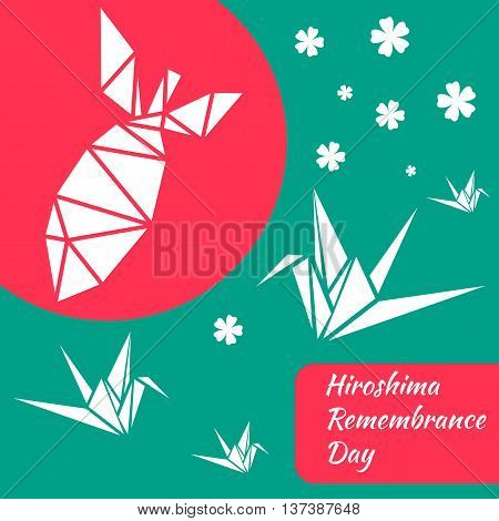 Hiroshima Remembrance day green banner. Vector illustration.