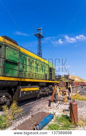 locomotive - old industrial railway junction on a summer afternoon