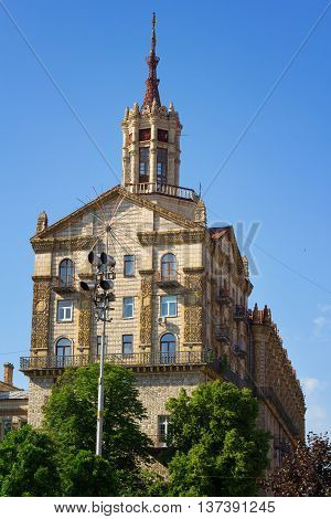 Ancient building at Kreschatyk street in Kiev Ukraine