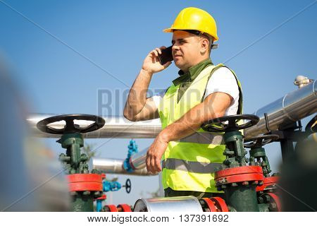 Worker produce oil on the oil plant