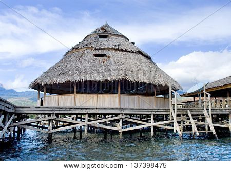 The House Established On Piles. Lake Sentani