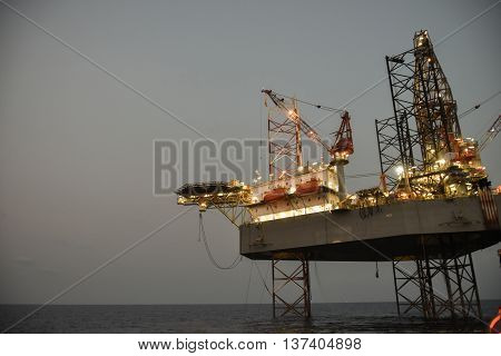 Offshore construction platform for production oil and gas, Oil and gas industry and hard work,Production platform and operation process by manual and auto function.