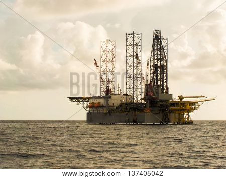 Offshore construction platform for production oil and gas, Oil and gas industry and hard work,Production platform and operation process by manual and auto function.