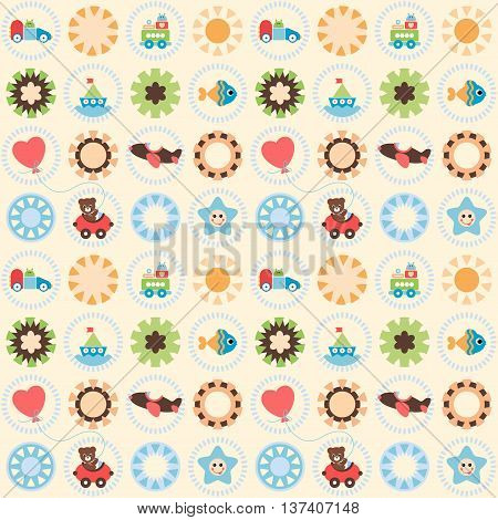 Seamless Pretty Toy. Vector seamless pattern. Easy to use.