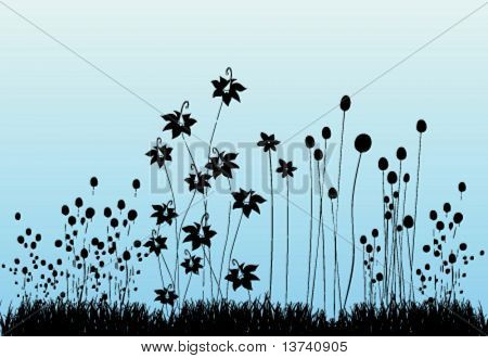 vector bloem en hemel