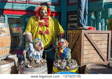 fun composition with the halloween scary clowns