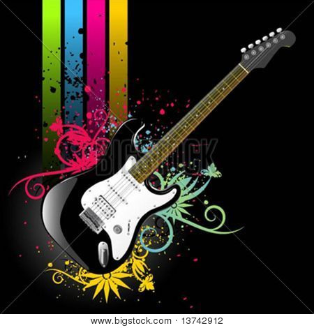 vector grunge Floral gitaar