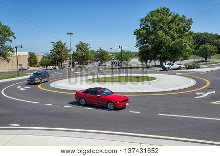 Traffic Roundabout Intersection In The Suburbs Horizontal