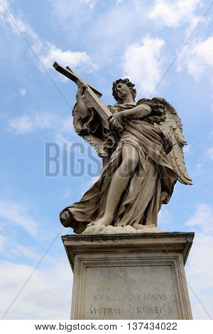 angel statue of the Ancient bridge on Tiber river 