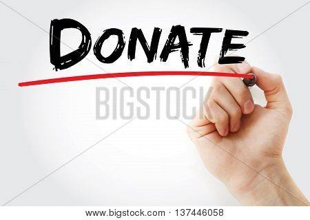 Hand Writing Donate With Marker