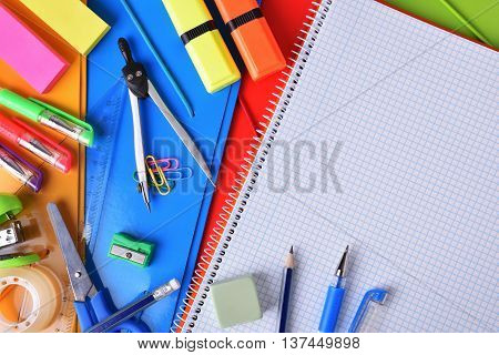 Background With School Or Office Material Top View