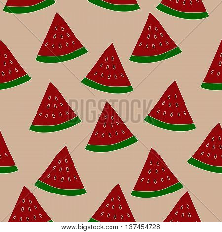 watermelon slice seamless pattern. Repeated vector texture background.