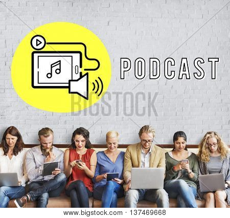 Podcast Digital Device Social Media Concept
