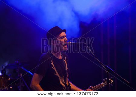 Rimetea (Torocko), Romania - July 3, 2016: The Kiscsillag hungarian band performing at the Doublerise festival, the first multi art festival from Transylvania on July 3, 2016 