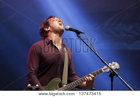 Rimetea (Torocko), Romania - July 3, 2016: The Kiscsillag hungarian band performing at the Doublerise festival, the first multi art festival from Transylvania on July 3, 2016 