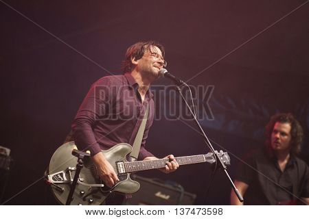 Rimetea (Torocko), Romania - July 3, 2016: The Kiscsillag hungarian band performing at the Doublerise festival, the first multi art festival from Transylvania on July 3, 2016 