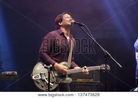 Rimetea (Torocko), Romania - July 3, 2016: The Kiscsillag hungarian band performing at the Doublerise festival, the first multi art festival from Transylvania on July 3, 2016 