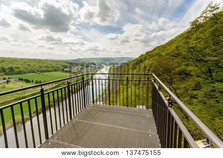 Panoramic view with cloudy sky from River Weser