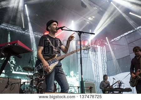 Rimetea (Torocko), Romania - July 3, 2016: The Kiscsillag hungarian band performing at the Doublerise festival, the first multi art festival from Transylvania on July 3, 2016 