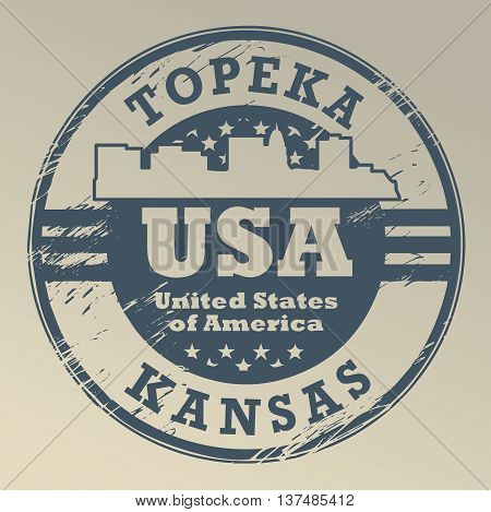 Grunge rubber stamp with name of Kansas, Topeka, vector illustration