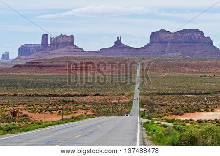 View of Monument Valley an Highway 163 in Utah