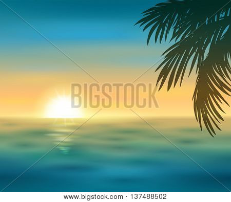 Vector illustration of a beautiful sunset on the sea