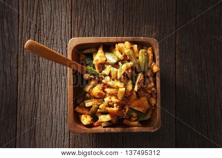 acar or thai salad on the wooden background