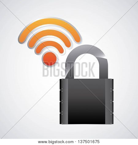 Security system design represented by black padlock and wifi icon. Colorfull illustration.