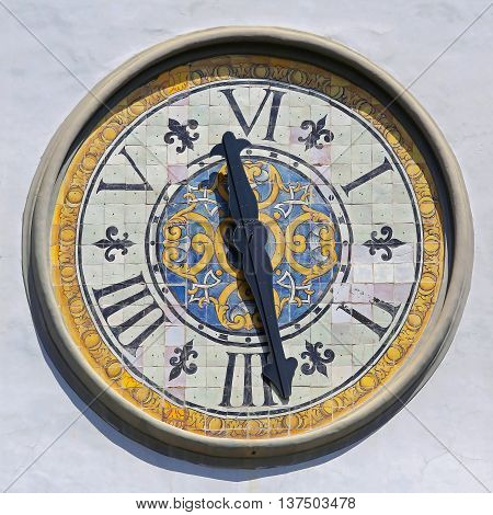 Roman Style Clock at Church in Naples