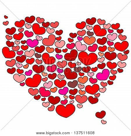 Vector of many small hearts on white bachground