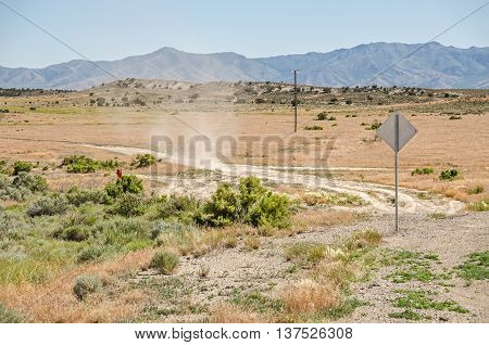 Small dust devil in a rural area of Utah