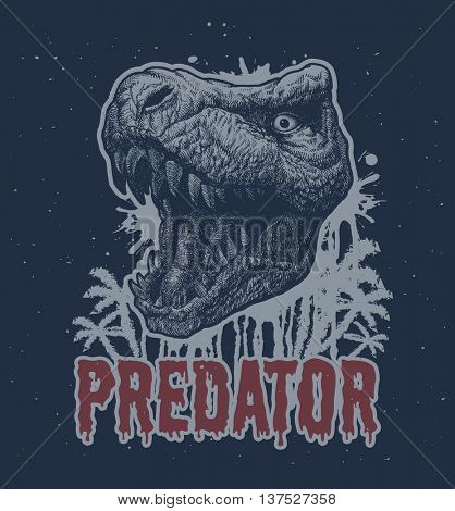 Trex Dinosaur Vector hand drawn background.