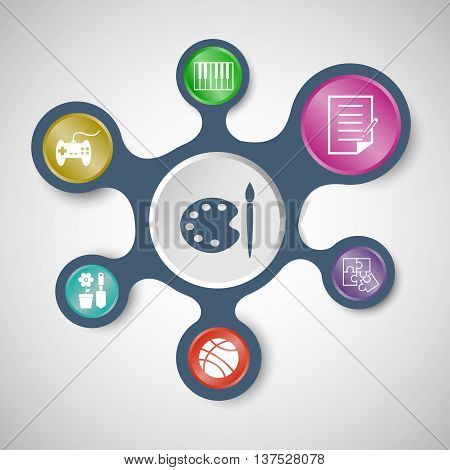 Hobby infographic templates with connected metaballs, stock vector