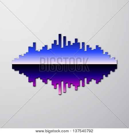 80s styled sound wave. 1980 chrome design