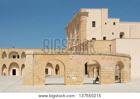 Square and church in Santa Maria di Leuca - travel in Puglia Italy