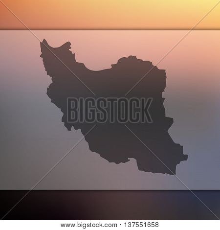 Iran map on blurred background. Blurred background with silhouette of Iran. Iran.