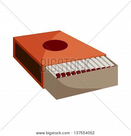 Box of matches icon in cartoon style isolated on white background. Arson symbol