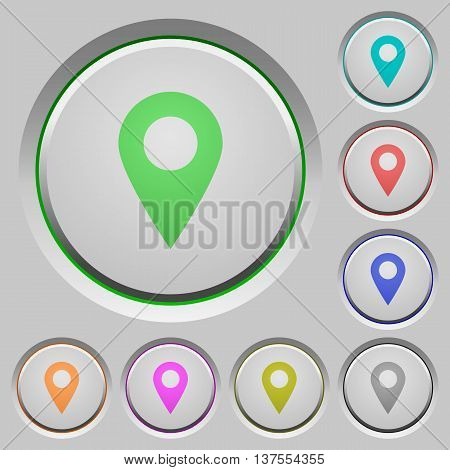 Set of color Location pin sunk push buttons.
