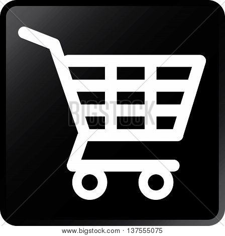 Vector Shopping Cart Icon White on Black