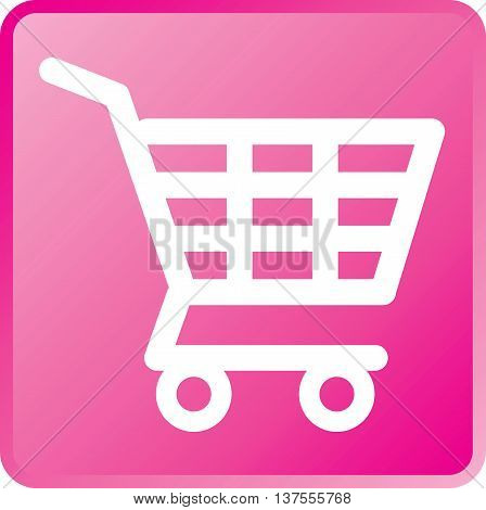 Vector Shopping Cart Icon White on Magenta