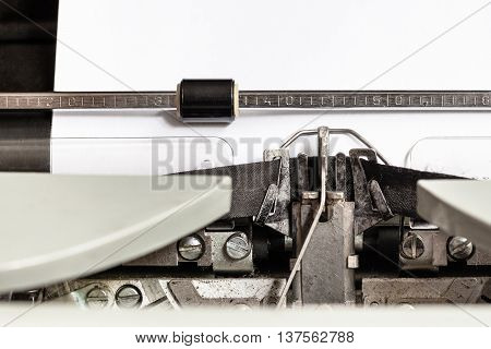Typebar Types Ink Ribbon In Mechanical Typewriter