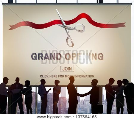Grand Oppening Ceremony Business Join Concept