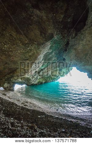 Cave On The Dafnoudi Beach On Kefalonia Island, Greece