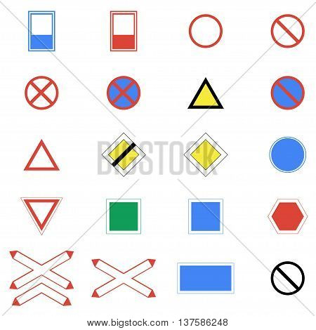 Icons Set Of Road Signs And Signs On A White Background