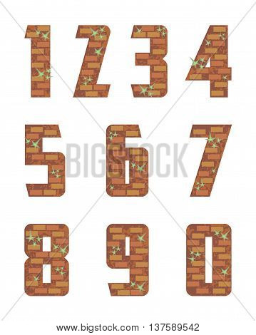 brick wall numeral stylized in the form of a bricklaying