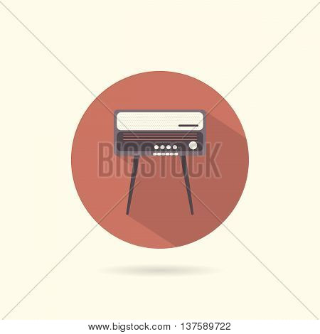 Radiogram round flat icon. Retro style. Vector illustration.
