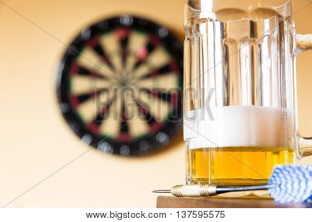 Glass Of Beer And Dartboard