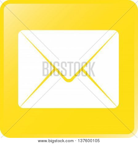 Vector Mail Icon White on Yellow Button